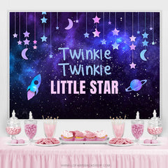 Lofaris Purple Blue Star Night Baby Shower Backdrop For Decro