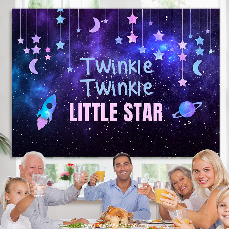 Lofaris Purple Blue Star Night Baby Shower Backdrop For Decro
