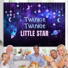 Lofaris Purple Blue Star Night Baby Shower Backdrop For Decro