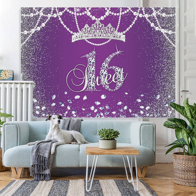 Lofaris Purple Bokeh Sweet 16 Birhtday Backdrop Princess Girl