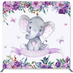 Lofaris Purple Elephant Double-Sided Backdrop for Baby Shower