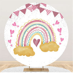 Lofaris Purple Flag With Rainbow Cloud Circle Backdrop For Party