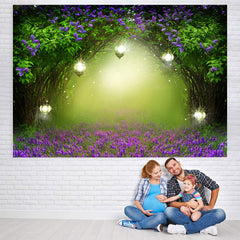 Lofaris Purple Floral And Trees With Dense Baby Shower Backdrop