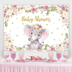 Lofaris Purple Floral Elephant Baby Shower Backdrop for Girl