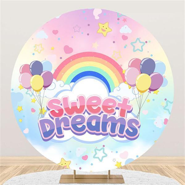Lofaris Rainbow And Ballon Round Sweet Dream Birthday Backdrop