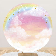 Lofaris Rainbow And Clouds Happy Birthday Party Circle Backdrop