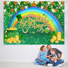 Lofaris Rainbow And Green Glitter St.Patrick’s Day Backdrop