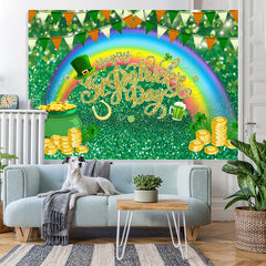 Lofaris Rainbow And Green Glitter St.Patrick’s Day Backdrop
