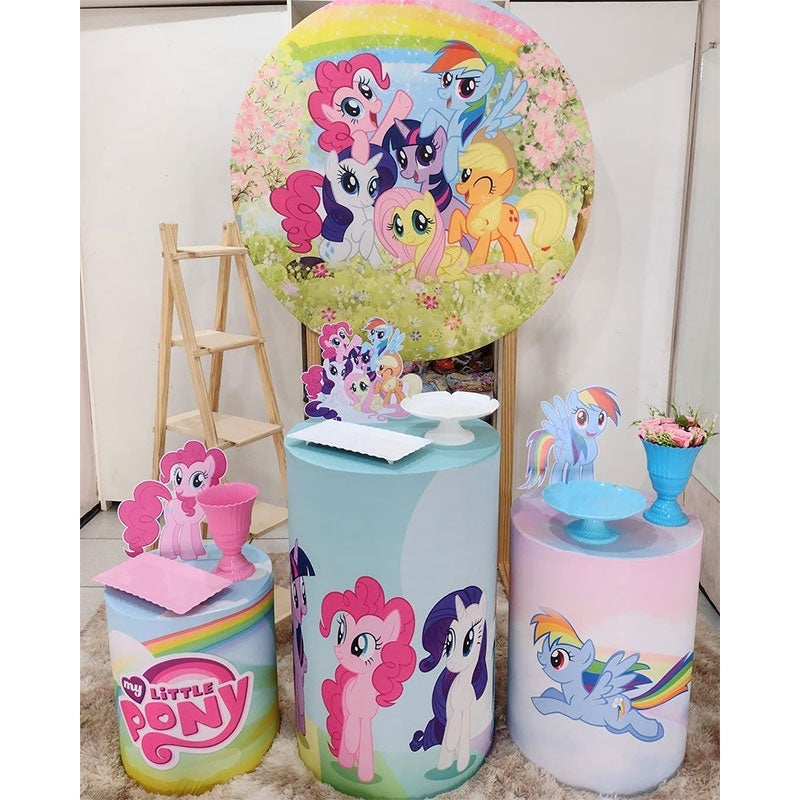 Lofaris Rainbow And My Little Pony Round Birthday Backdorp Kit