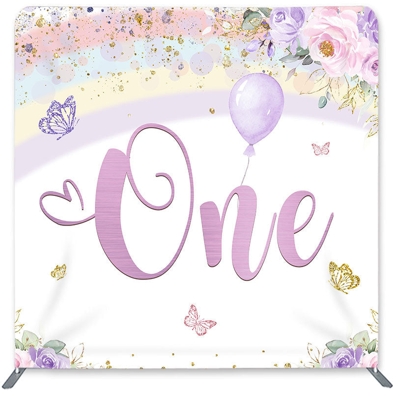 Lofaris Rainbow Butterfly One Double-Sided Backdrop for Birthday