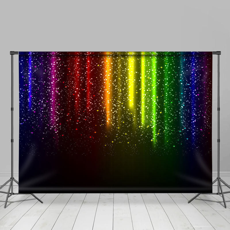 Lofaris Rainbow Colored Glitter Bokeh Black Dance Backdrop