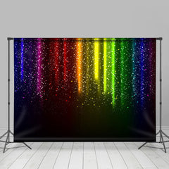 Lofaris Rainbow Colored Glitter Bokeh Black Dance Backdrop