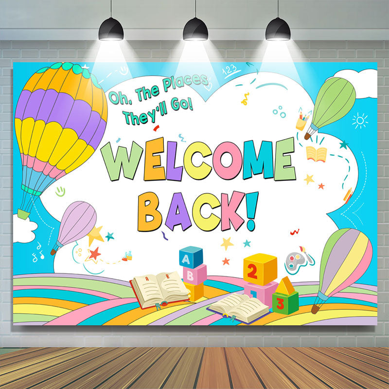 Lofaris Rainbow Fire Balloon Welcome Back To School Backdrop