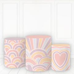 Lofaris Rainbow Heart Theme Plinth Cover Birthday Cake Table
