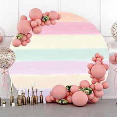 Lofaris Rainbow Stripe Round Happy Birthday Backdrop For Party