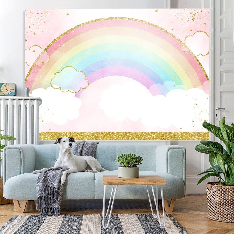 Lofaris Rainbow Watercolor Cloud Backdrop for Baby Shower