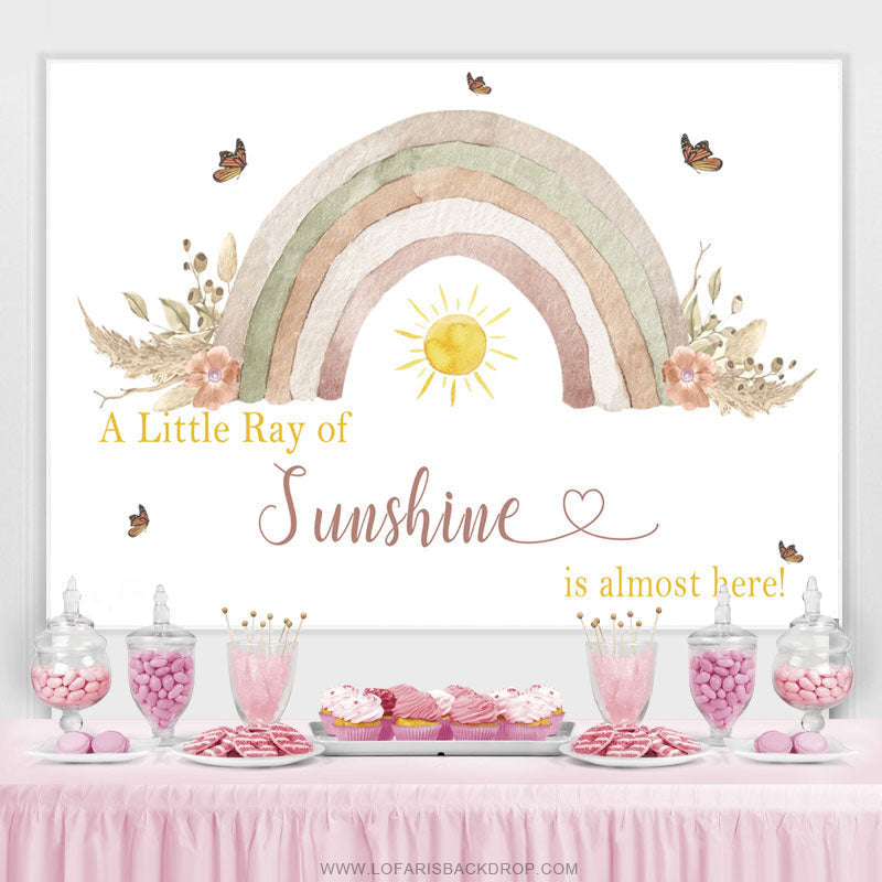Lofaris Ray Of Sunshine Is Almost Here Baby Shower Backdrop