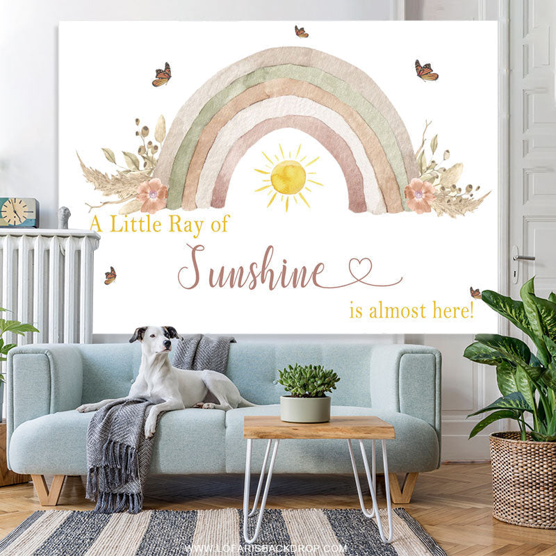 Lofaris Ray Of Sunshine Is Almost Here Baby Shower Backdrop