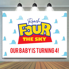 Lofaris Reach Four The Sky Simple Cute Happy Birthday Backdrop