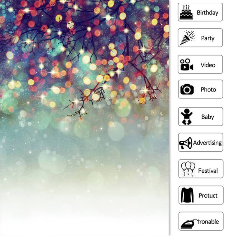 Lofaris Red And Gold Tree Glitter Christmas Bokeh Backdrop for Party
