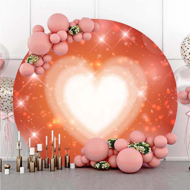 Lofaris Red And Love Bokeh Glitter Round Valentines Backdrop