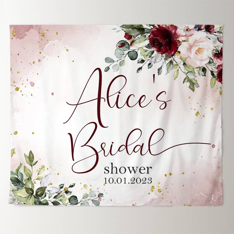 Lofaris Red And Pink Floral Glitter Bridal Shower Backdrop