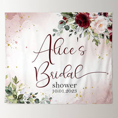 Lofaris Red And Pink Floral Glitter Bridal Shower Backdrop