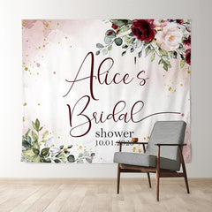 Lofaris Red And Pink Floral Glitter Bridal Shower Backdrop