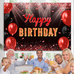 Lofaris Red Balloon Stage Light Happy Birthday Backdrop
