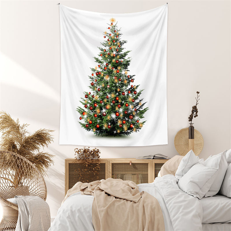 Lofaris Red Bauble Christmas Tree Sparkle Deco Wall Tapestry