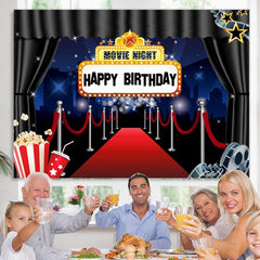 Lofaris Red Carpet Marquee Movie Night Happy Birthday Backdrop