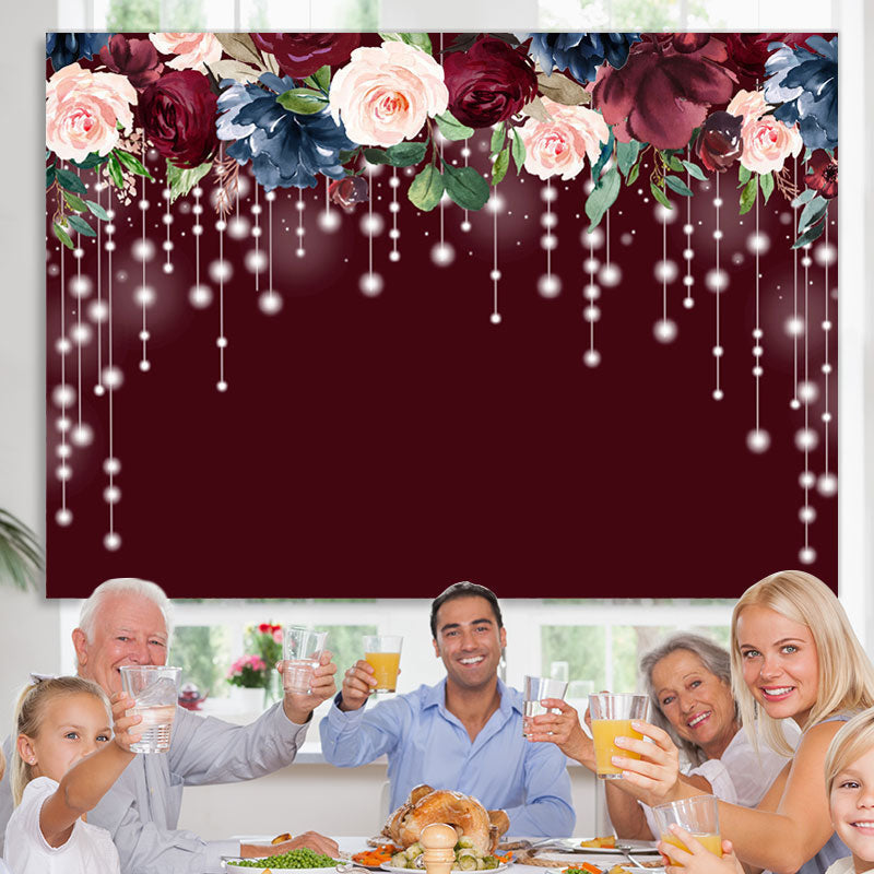 Lofaris Red Floral And Light Birthday Backdrop For Decoration