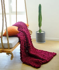 Lofaris Red Handmade Super Soft Chenille Thick Chunky Knit Blanket