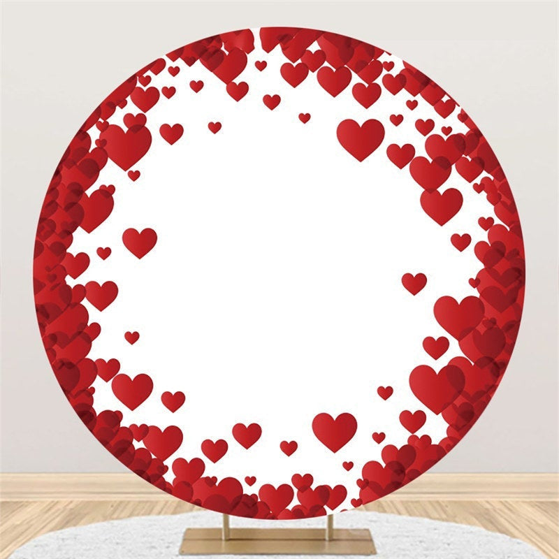 Lofaris Red Hearts Round Simple Happy Valentines Backdrops