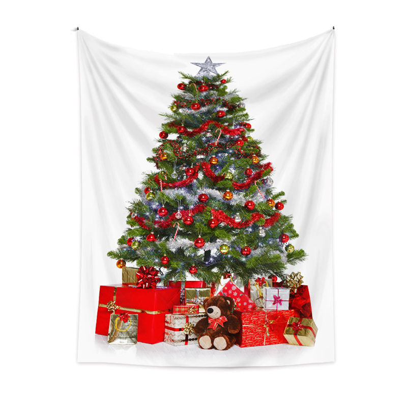 Lofaris Red Ribbon Christmas Tree Gifts Room Wall Tapestry