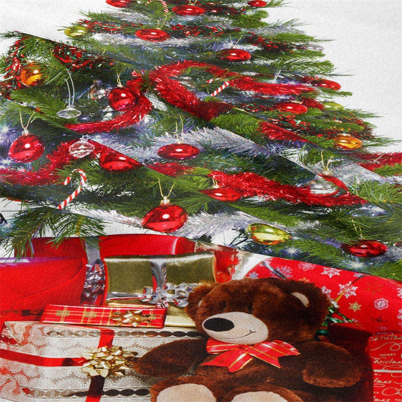 Lofaris Red Ribbon Christmas Tree Gifts Room Wall Tapestry