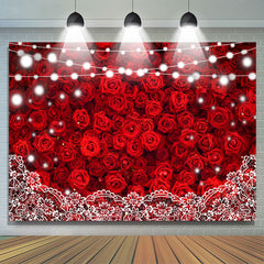 Lofaris Red Roses With Light Valentines Backdrop For Party