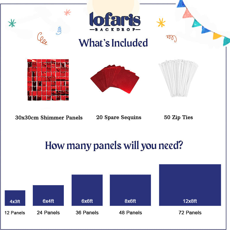 Lofaris Red Shimmer Wall Panels For Engagement Event Party Decor