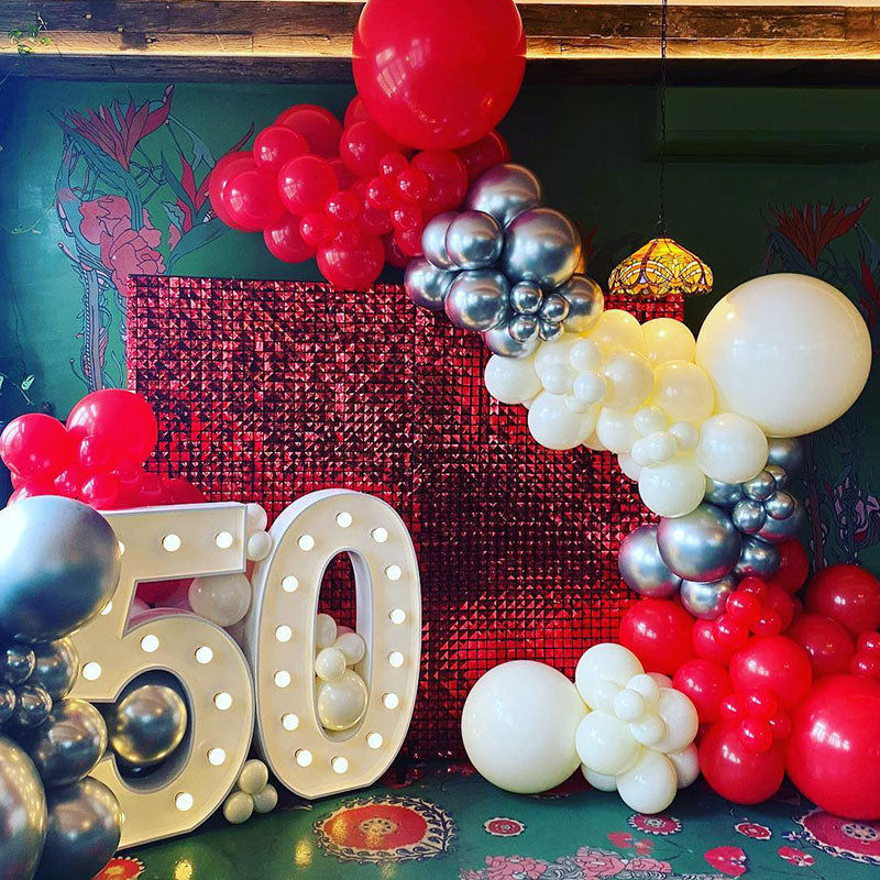 Lofaris Red Shimmer Wall Panels For Engagement Event Party Decor