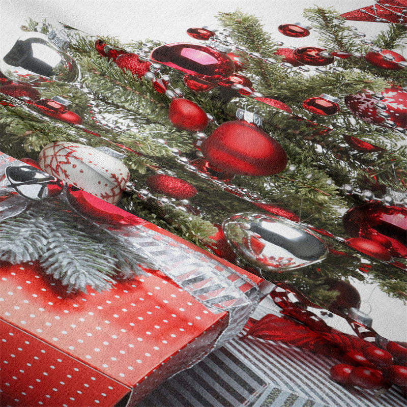 Lofaris Red Silver Christmas Tree Wall Hanging Tapestry Deco