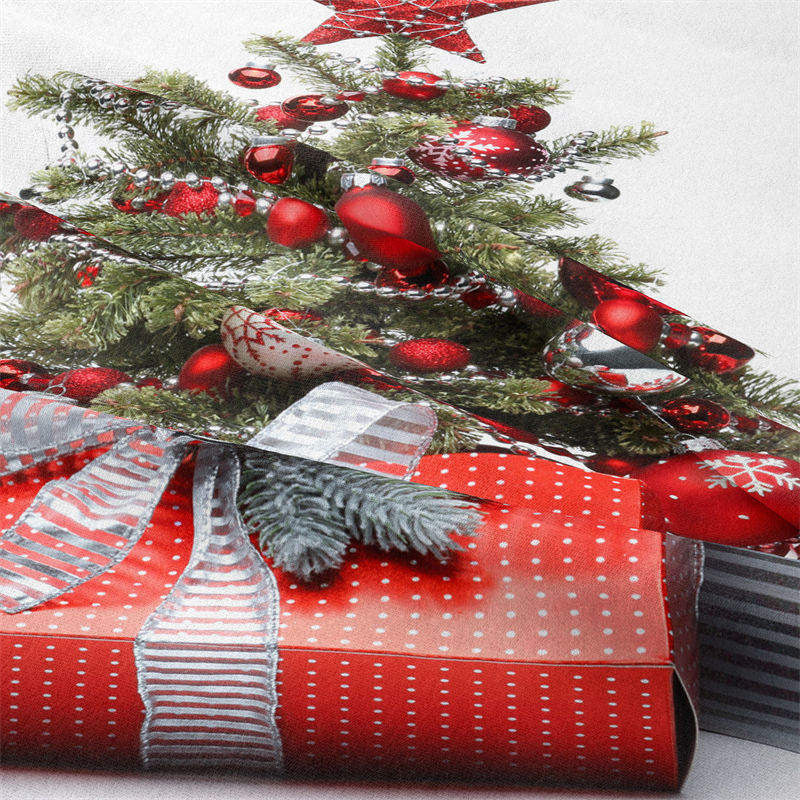 Lofaris Red Silver Christmas Tree Wall Hanging Tapestry Deco