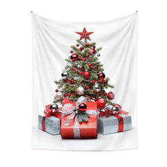 Lofaris Red Silver Christmas Tree Wall Hanging Tapestry Deco