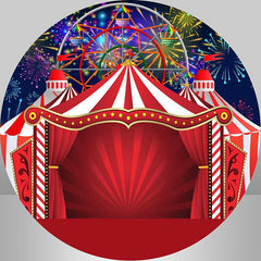 Lofaris Red Stage And Glitter Circle Happy Birthday Backdrop