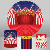 Lofaris Red Stage Ferris Wheel Round Happy Birthday Backdrop