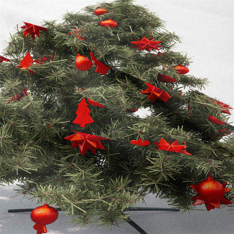 Lofaris Red Star Dark Green Christmas Tree Wall Tapestry