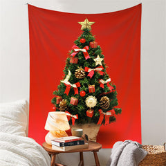 Lofaris Red Theme Christmas Tree Wall Hanging Room Tapestry