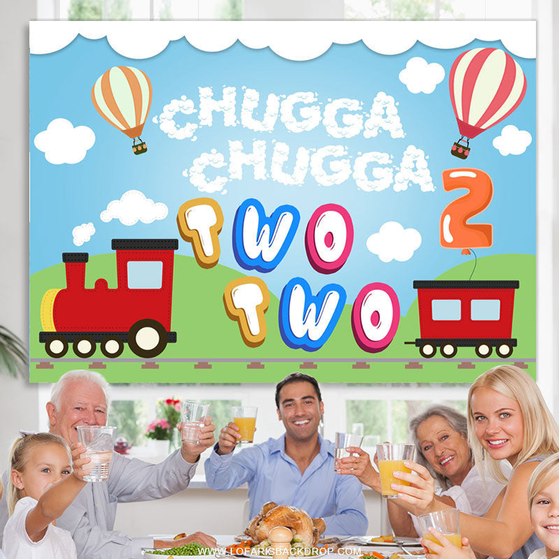 Lofaris Red Train And Chugga Happy 2nd Birthday Party Backdrop