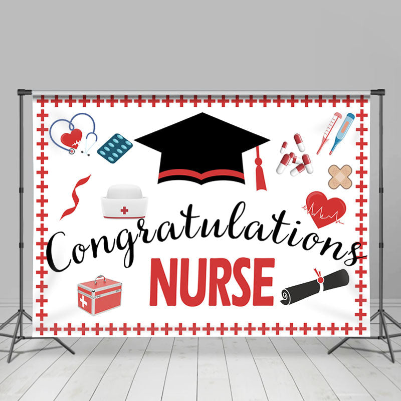 Lofaris Redn And Black Theme Congratulations Nurse Backdrop