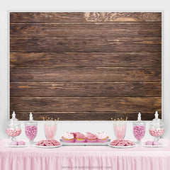 Lofaris Retro Brown Wood Wall Birthday Decoration Backdrop
