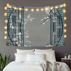 Lofaris Retro Screen Floral Family Architecture Custom Tapestry